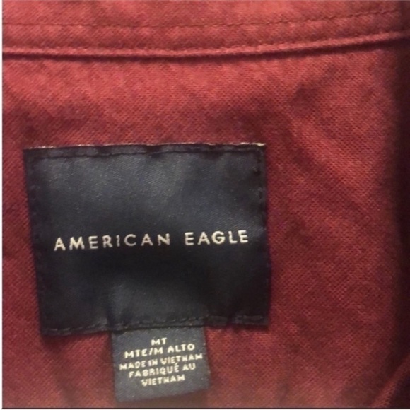 American Eagle Size Medium-Tall Maroon Button-Down Shirt. - Picture 3 of 5
